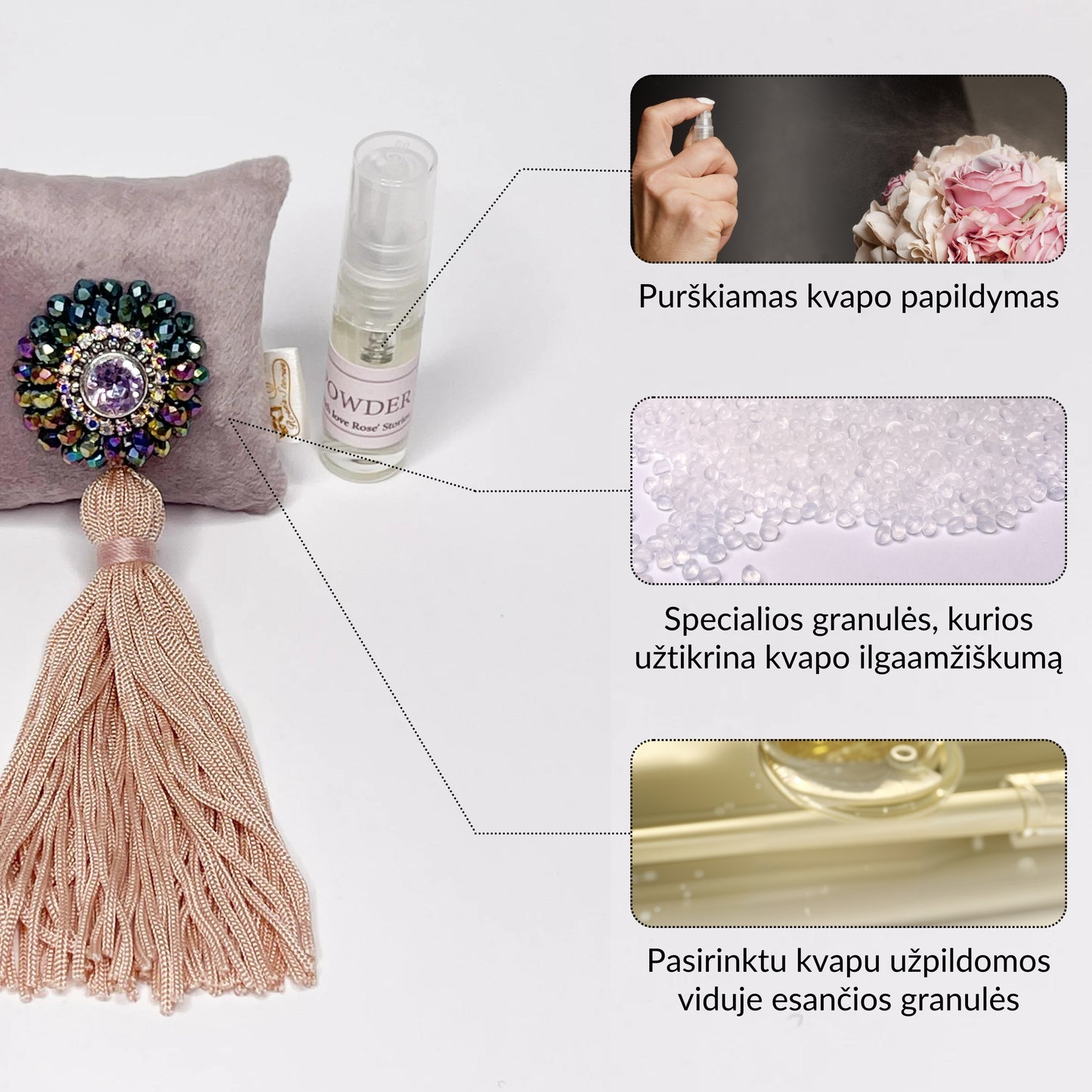 Kvapas automobiliui su žėrinčiais kristalais