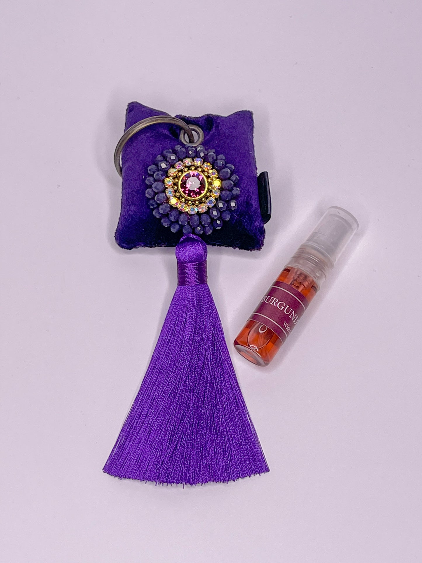 Scented key chain with sparkling crystals