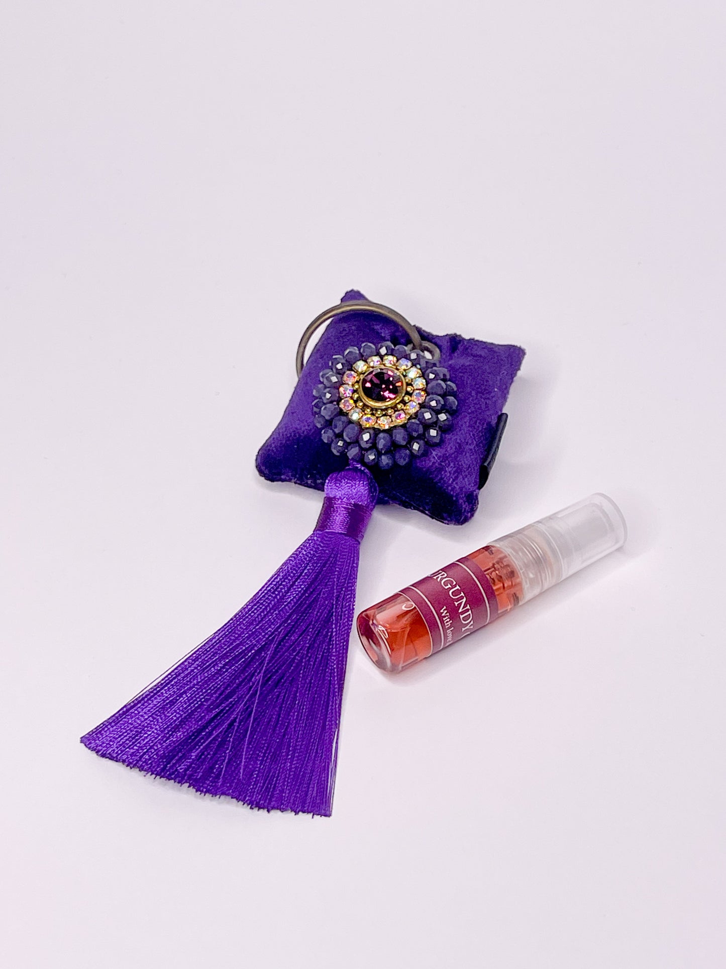 Scented key chain with sparkling crystals