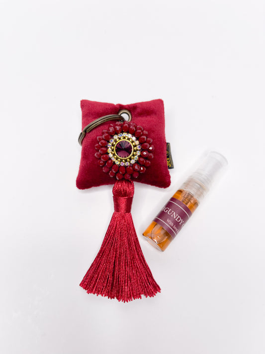 Scented key chain with sparkling crystals