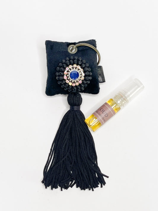 Kvepiantis raktų pakabukas su žėrinčiais kristalais