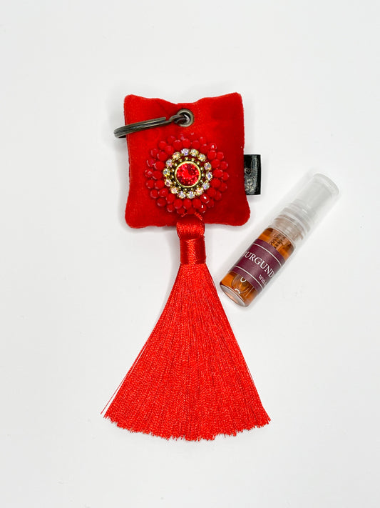 Scented key chain with sparkling crystals